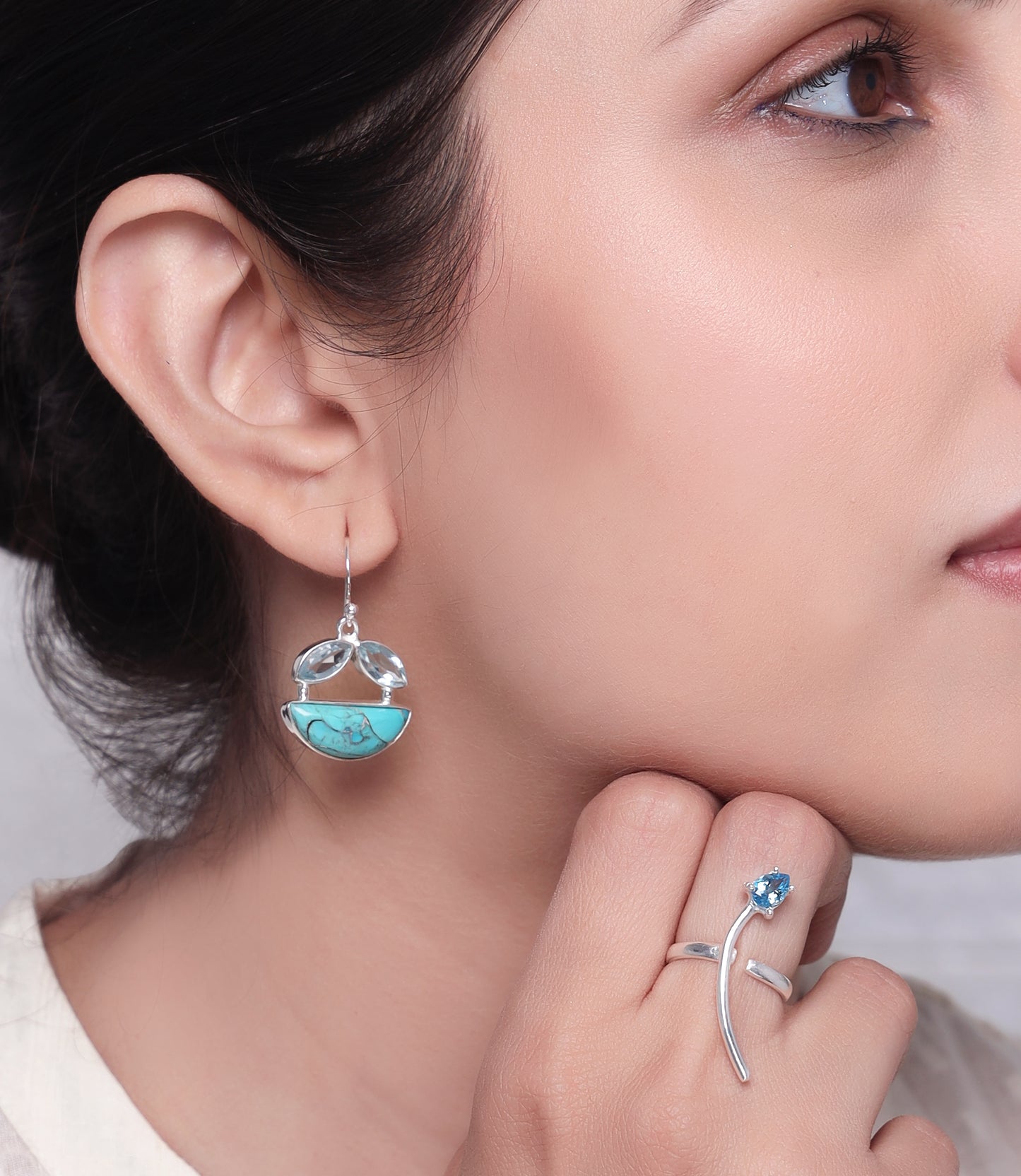 Blue Topaz and Turquoise Earrings