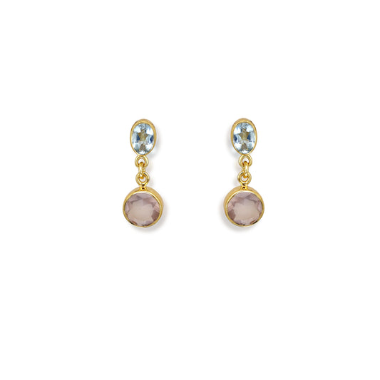 Blue Topaz and Rose Quartz Earrings