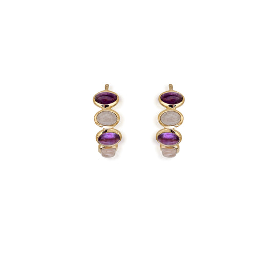 Amethyst and Moonstone Hoops