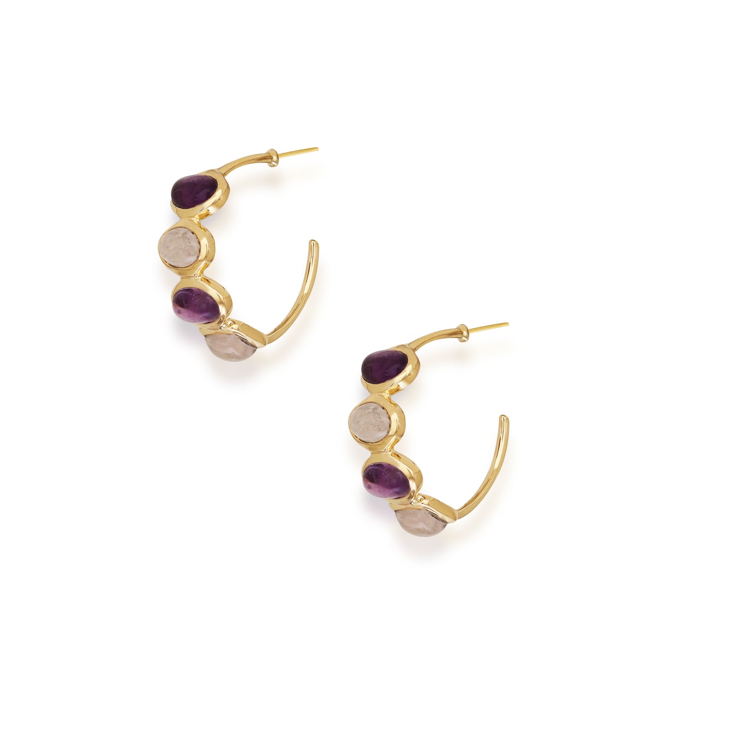 Amethyst and Moonstone Hoops