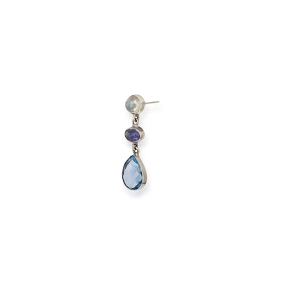 Moonstone, Tanzanite and Blue Topaz Earrings