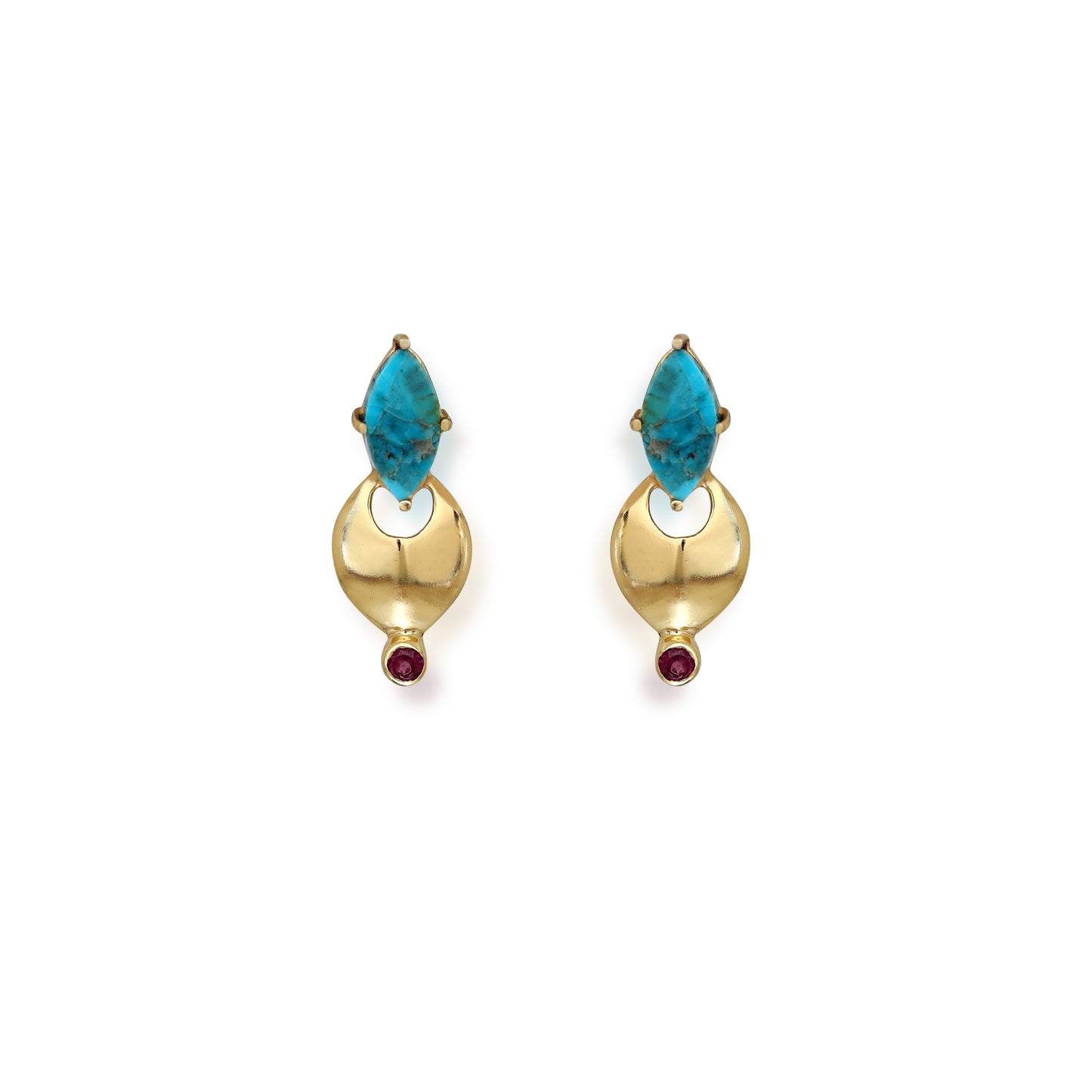 Turquoise and Garnet Earstuds