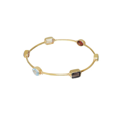 Multicolored Six Gemstone Bangle