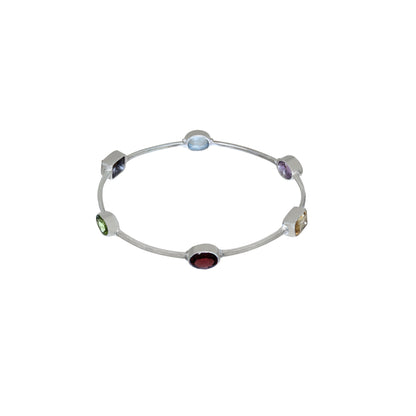 Multicolored Six Gemstone Bangle